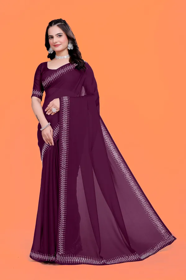 Purple_Georgette_Premium_Embroidered_Saree_With_Matching_Blouse_For_Women