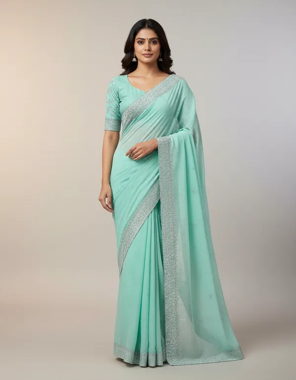 Green_Georgette_Premium_Embroidered_Saree_With_Matching_Blouse_For_Women
