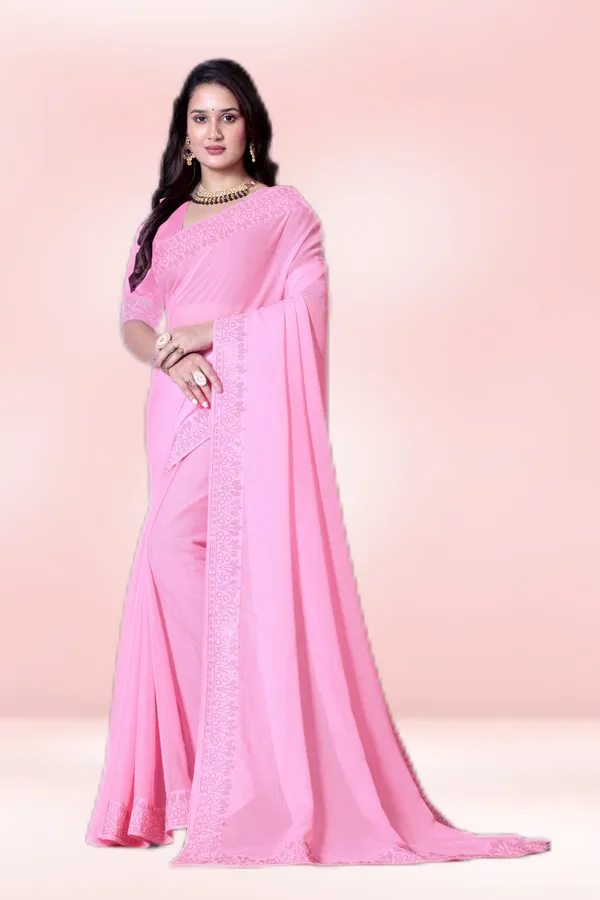Pink_Georgette_Premium_Embroidered_Saree_With_Matching_Blouse_For_Women