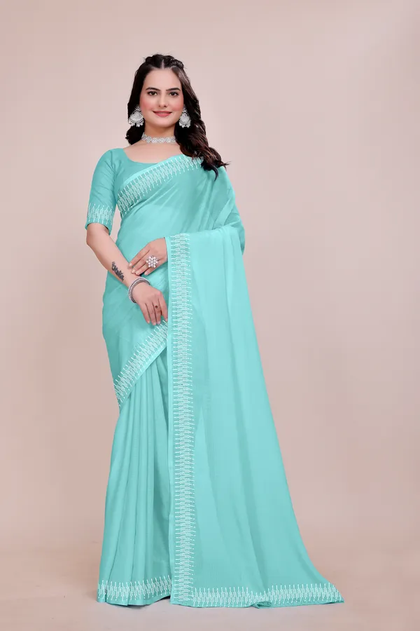 Blue_Georgette_Premium_Embroidered_Saree_With_Matching_Blouse_For_Women