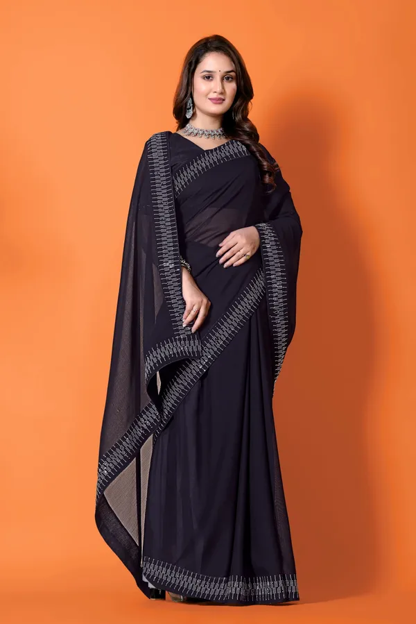 Black_Georgette_Premium_Embroidered_Saree_With_Matching_Blouse_For_Women