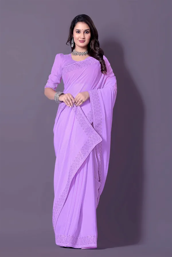 Purple_Georgette_Premium_Embroidered_Saree_With_Matching_Blouse_For_Women