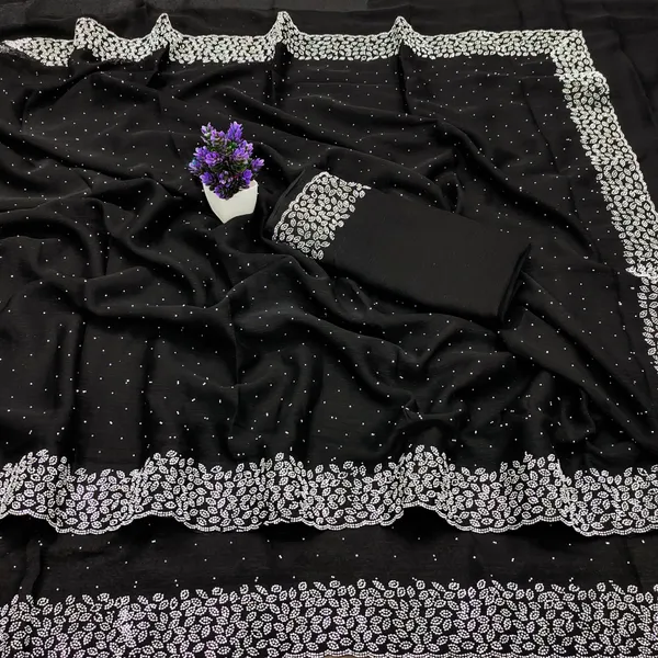 Black_Georgette_Premium_Embroidered_Saree_With_Matching_Blouse_For_Women