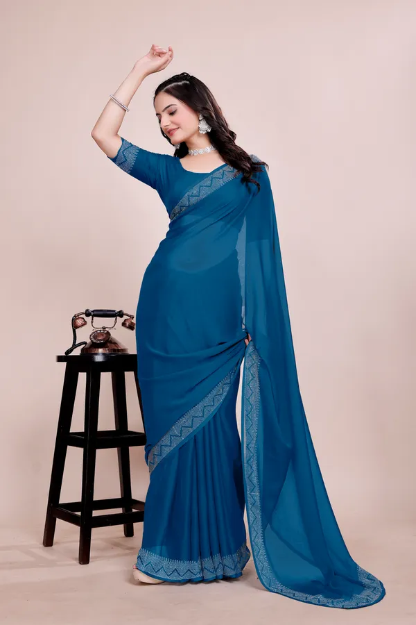 Blue_Georgette_Premium_Embroidered_Saree_With_Matching_Blouse_For_Women