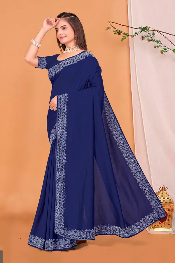 Navy_Blue_Georgette_Premium_Embroidered_Saree_With_Matching_Blouse_For_Women