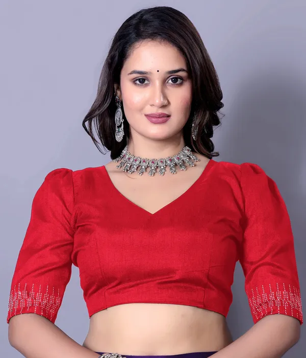 Red_Georgette_Premium_Embroidered_Saree_With_Matching_Blouse_For_Women