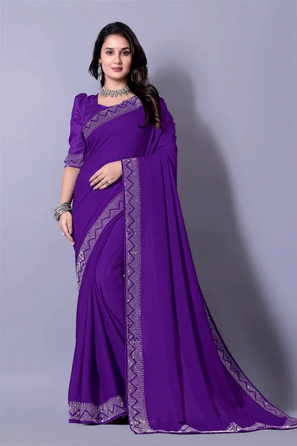 Purple_Georgette_Premium_Embroidered_Saree_With_Matching_Blouse_For_Women