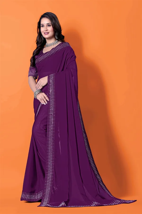 Purple_Georgette_Premium_Embroidered_Saree_With_Matching_Blouse_For_Women