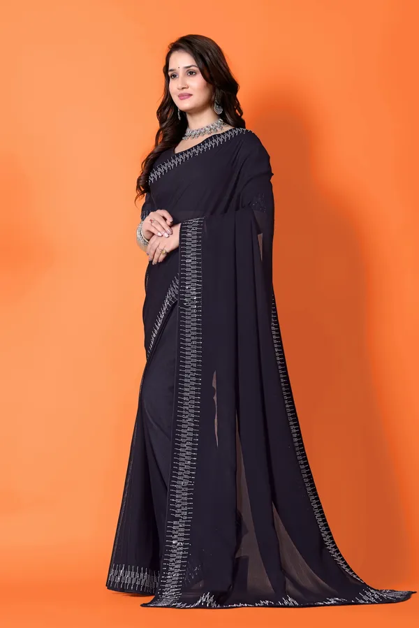 Black_Georgette_Premium_Embroidered_Saree_With_Matching_Blouse_For_Women