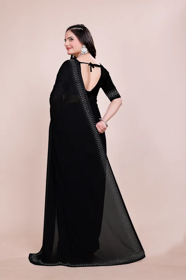 Black_Georgette_Premium_Embroidered_Saree_With_Matching_Blouse_For_Women