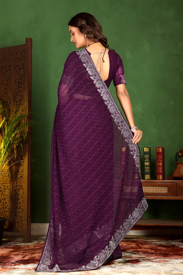 Purple_Georgette_Premium_Embroidered_Saree_With_Matching_Blouse_For_Women