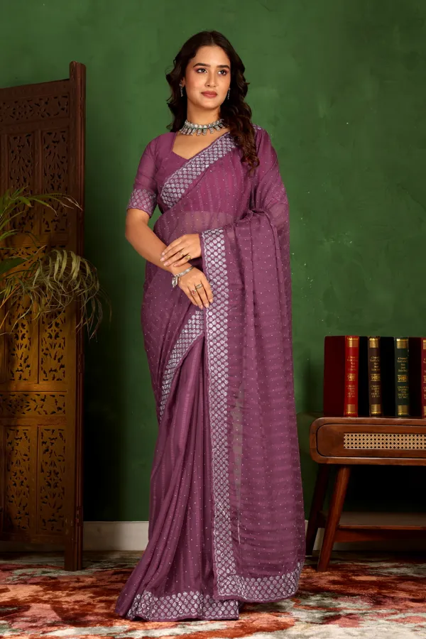 Purple_Georgette_Premium_Embroidered_Saree_With_Matching_Blouse_For_Women