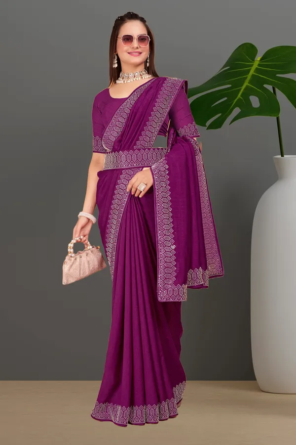 Purple_Georgette_Premium_Embroidered_Saree_With_Matching_Blouse_For_Women