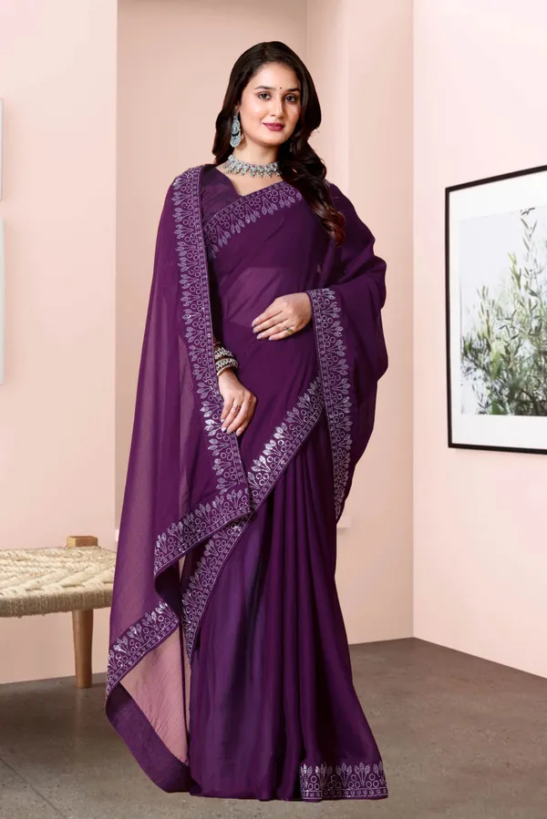 Purple_Georgette_Premium_Embroidered_Saree_With_Matching_Blouse_For_Women