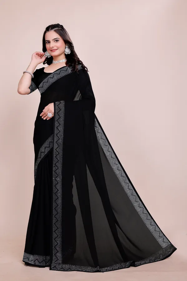 Black_Georgette_Premium_Embroidered_Saree_With_Matching_Blouse_For_Women