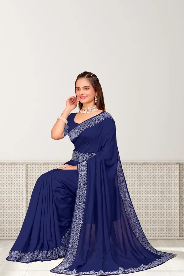 Navy_Blue_Georgette_Premium_Embroidered_Saree_With_Matching_Blouse_For_Women