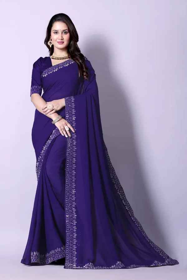 Purple_Georgette_Premium_Embroidered_Saree_With_Matching_Blouse_For_Women