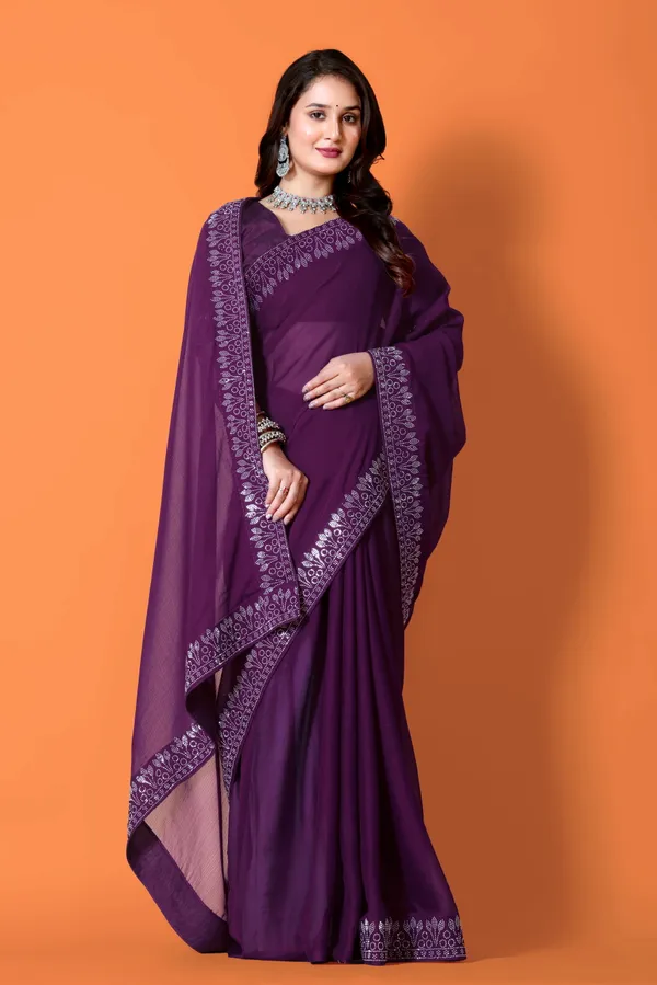 Purple_Georgette_Premium_Embroidered_Saree_With_Matching_Blouse_For_Women