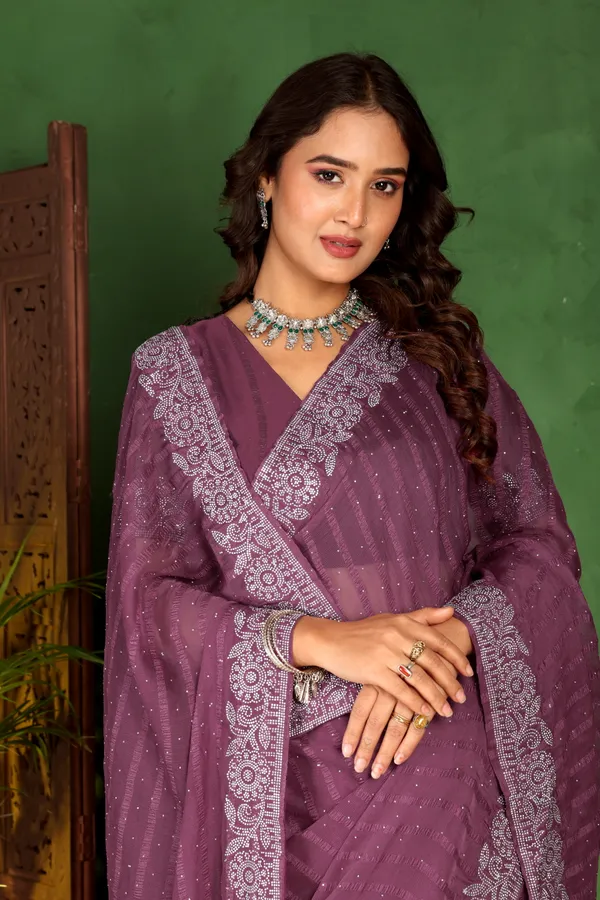 Purple_Georgette_Premium_Embroidered_Saree_With_Matching_Blouse_For_Women