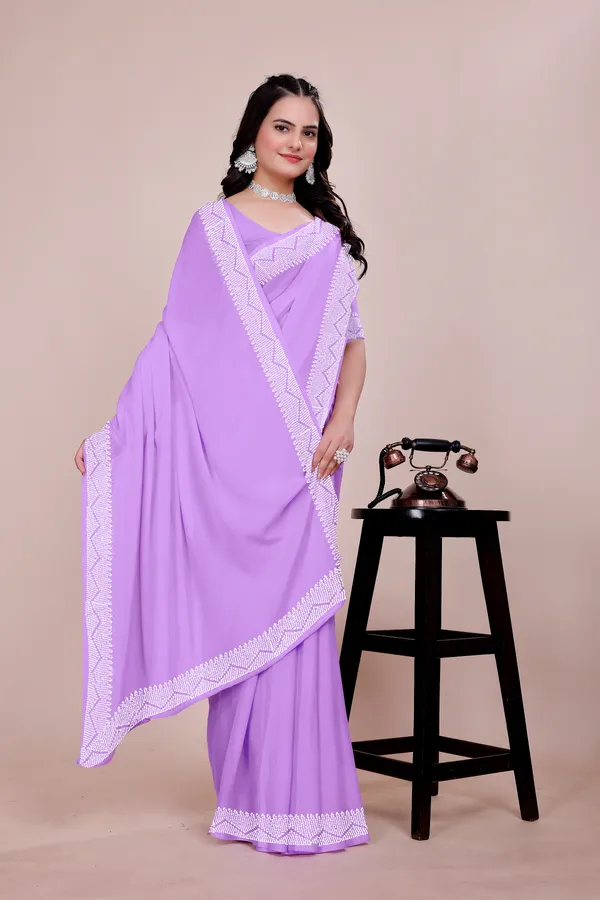 Purple_Georgette_Premium_Embroidered_Saree_With_Matching_Blouse_For_Women