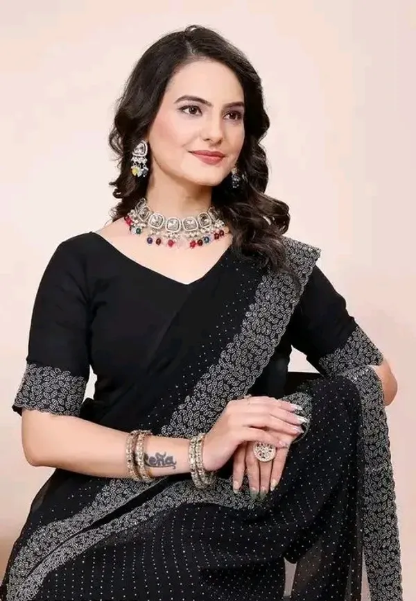 Black_Georgette_Premium_Embroidered_Saree_With_Matching_Blouse_For_Women