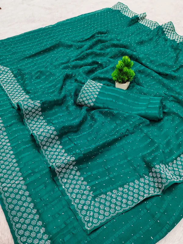 Green_Georgette_Premium_Embroidered_Saree_With_Matching_Blouse_For_Women