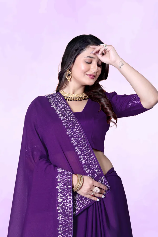 Purple_Georgette_Premium_Embroidered_Saree_With_Matching_Blouse_For_Women