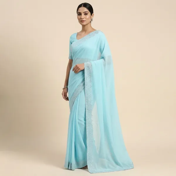 Sky_Blue_Georgette_Premium_Embroidered_Saree_With_Matching_Blouse_For_Women