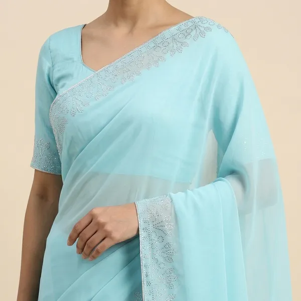 Sky_Blue_Georgette_Premium_Embroidered_Saree_With_Matching_Blouse_For_Women