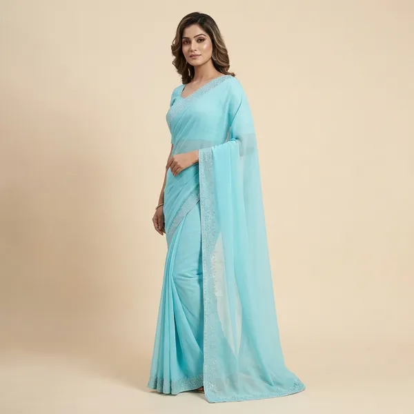 Sky_Blue_Georgette_Premium_Embroidered_Saree_With_Matching_Blouse_For_Women