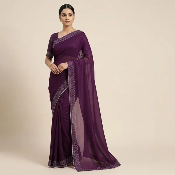 Purple_Georgette_Premium_Embroidered_Saree_With_Matching_Blouse_For_Women