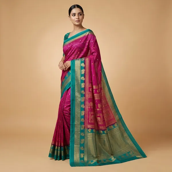 Pink_Georgette_Premium_Embroidered_Saree_With_Matching_Blouse_For_Women