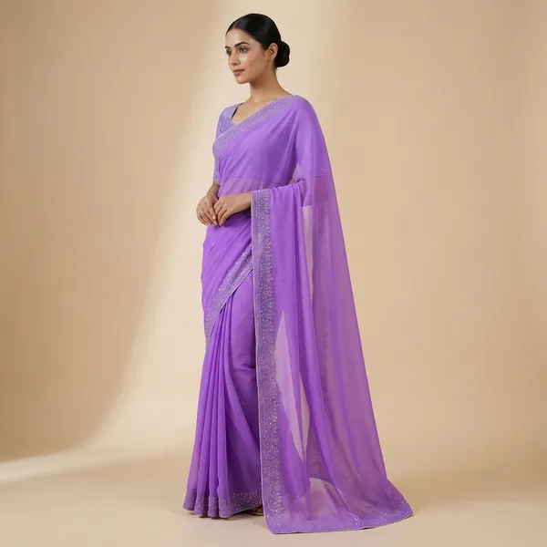 Purple_Georgette_Premium_Embroidered_Saree_With_Matching_Blouse_For_Women