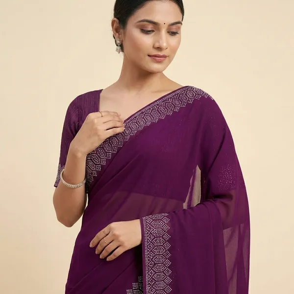 Purple_Georgette_Premium_Embroidered_Saree_With_Matching_Blouse_For_Women