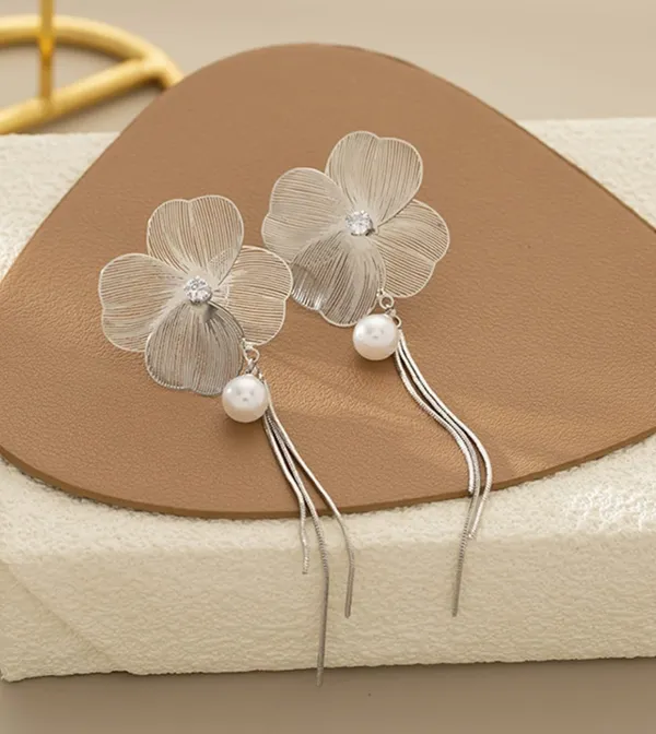 Elegant_Silver_Flower_Drop_Earrings_With_Pearl_Accents_For_Women