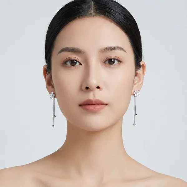 Elegant_Flower_Drop_Earrings_With_Crystal_Chain_For_Women