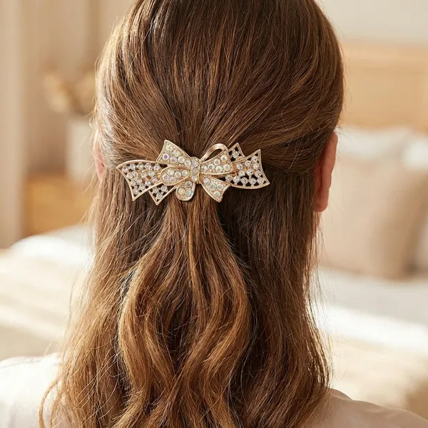 Elegant_Gold_Tone_Crystal_Bow_Hair_Clip_For_Women