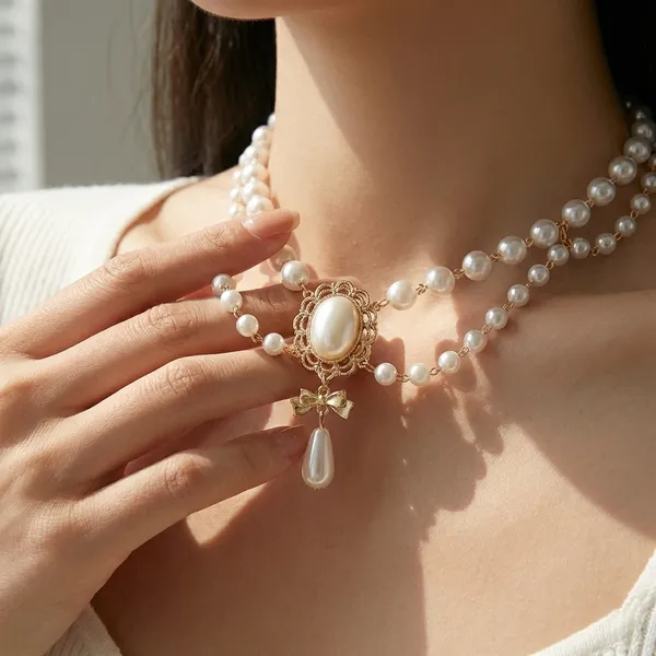 Elegant_Pearl_Choker_Necklace_With_Teardrop_Pendant_For_Women