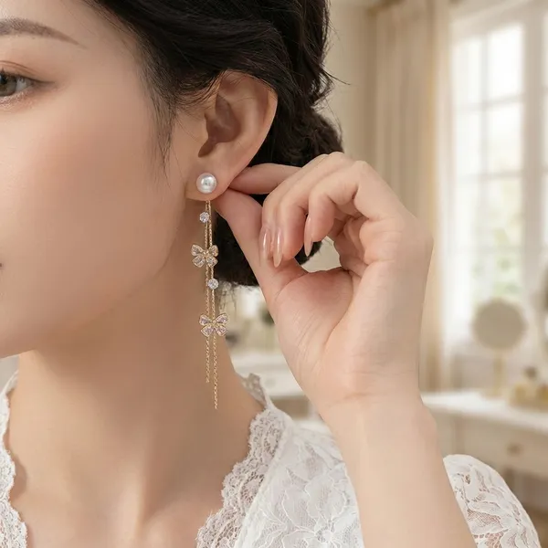 Pearl_And_Butterfly_Charm_Drop_Earrings_With_Gold_Chain_For_Women