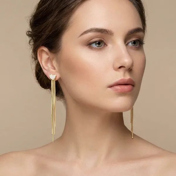 Gold_Toned_Heart_Tassel_Drop_Earrings_Long_Chain_Dangle_Earrings_For_Women