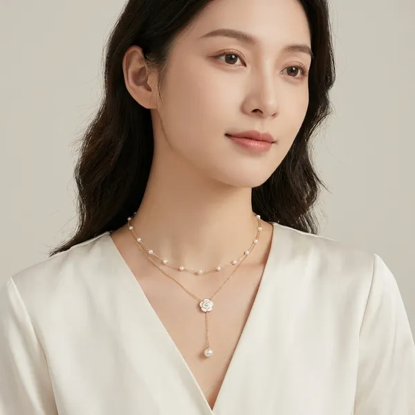 Elegant_Pearl_And_Flower_Drop_Necklace_Set_For_Women