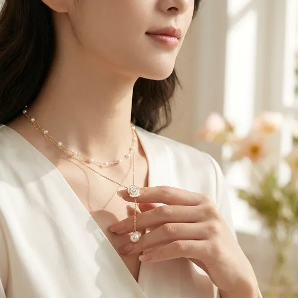 Elegant_Pearl_And_Flower_Drop_Necklace_Set_For_Women