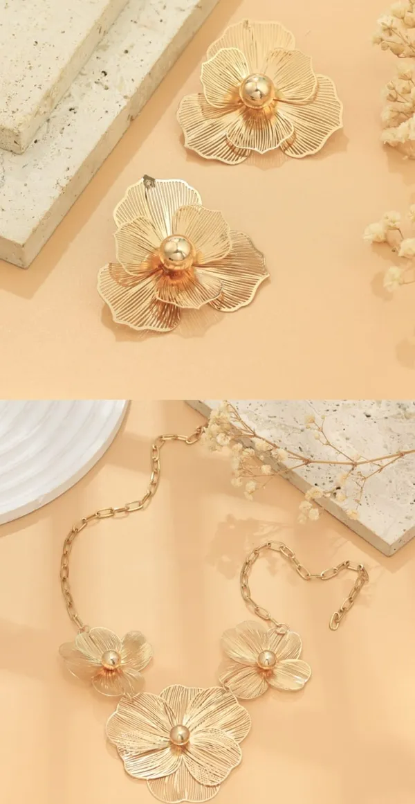 Golden_Floral_Pearl_Necklace_And_Earring_Set_For_Women
