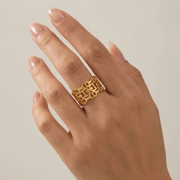 Luxurious_Gold_Plated_Chain_Link_Adjustable_Ring_For_Women