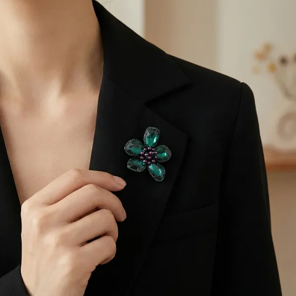 Elegant_Floral_Brooch_Pin_With_Teal_Crystals_And_Purple_Center_For_Women
