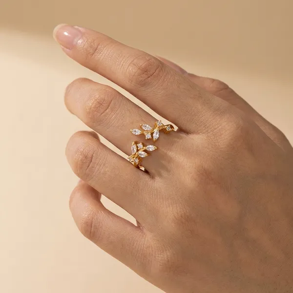 Elegant_Gold_Plated_Cubic_Zirconia_Leaf_Design_Adjustable_Ring_For_Women