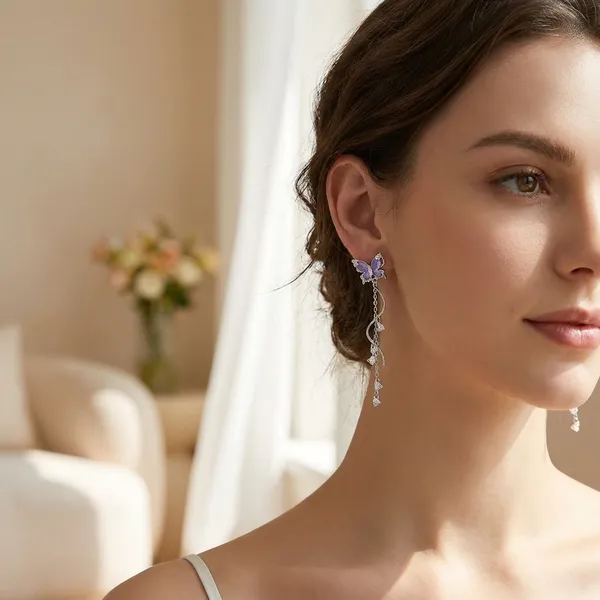 Elegant_Purple_Butterfly_Drop_Earrings_With_Crystal_Chain_For_Women