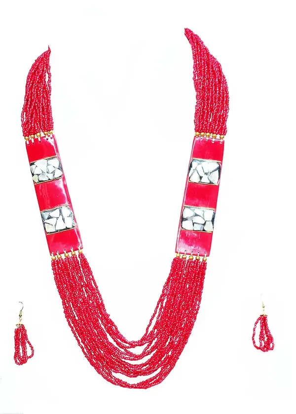 NOH_Red_Poth_Necklace_&_Earrings_Set_|_Handmade_Artificial_Jewellery_with_Rectangle_Side_Beads