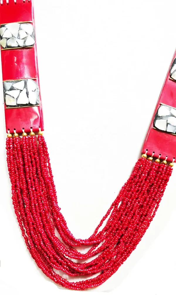 NOH_Red_Poth_Necklace_&_Earrings_Set_|_Handmade_Artificial_Jewellery_with_Rectangle_Side_Beads