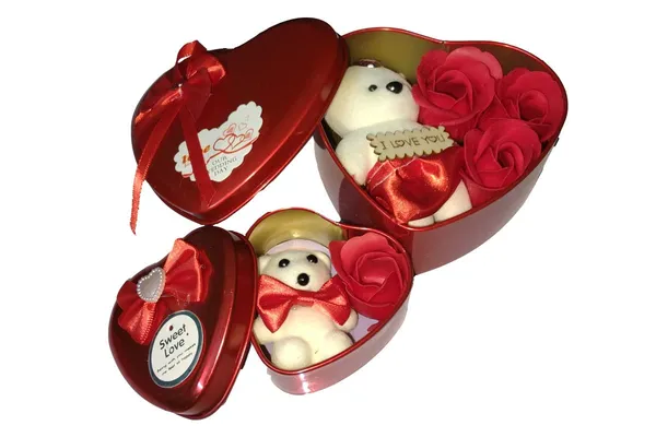 NOH_Creations_Combo_Large_Heart_(15CM)_and_Little_Heart_Box(7CM),_Artificial_Flower_and_Teddy_Bear,_Gift_for_Valentine,_Gift_for_Girls,_Gift_for_Boys,_Gift_for_Bride,_Gift_for_Lover